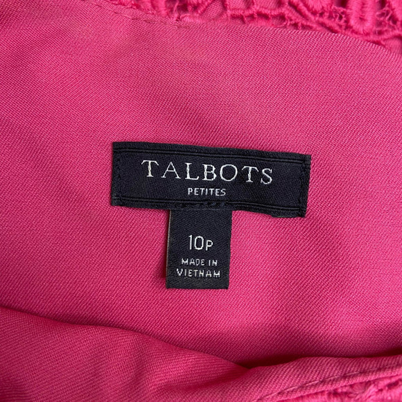 Talbots Size 10 Petite Larosa Pink Lace Crochet Sheath Dress 60's Style Chic - Picture 7 of 12